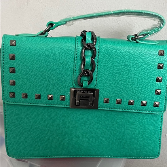 Handbags - Studded Green Handbag Badgley Mischka Vegan